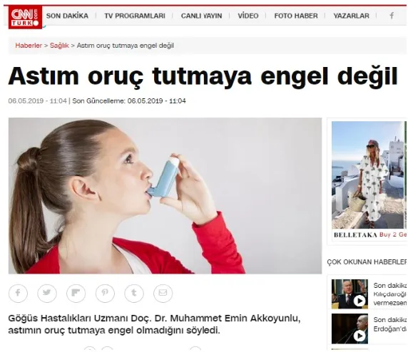 Astım oruç tutmaya engel değil