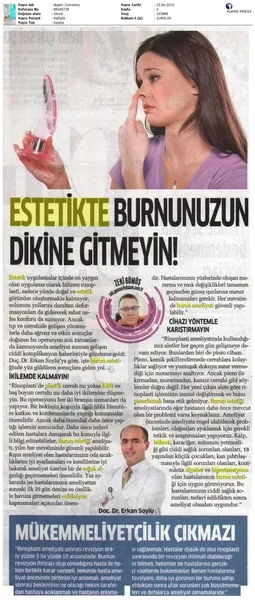 Estetikte burnunuzun dikine gitmeyin!