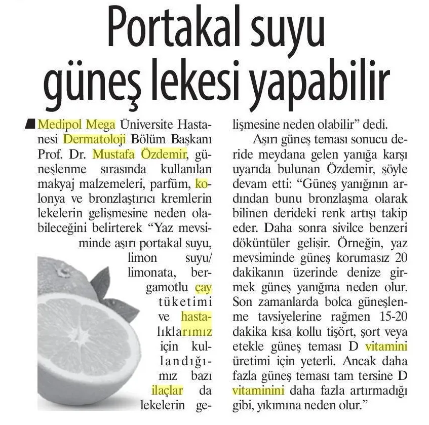 Yazın aşırı limonata içmek güneş lekesi yapabilir