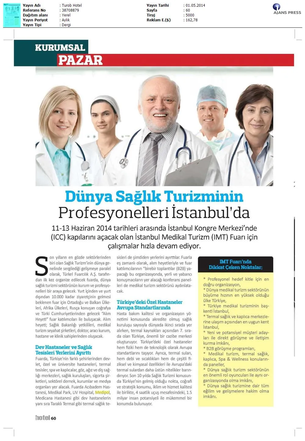 Dünya Sağlık Turizminin Profesyonelleri İstanbul'da