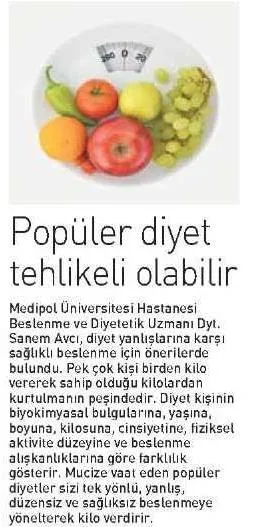 POPÜLER DİYET TEHLİKELİ OLABİLİR