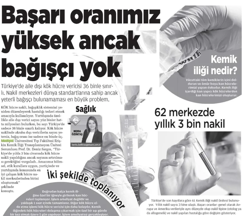Başarı oranımız yüksek ancak bağışçı yok