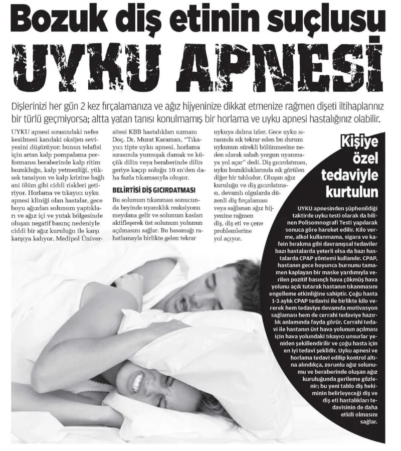 Bozuk diş etinin suçlusu uyku apnesi