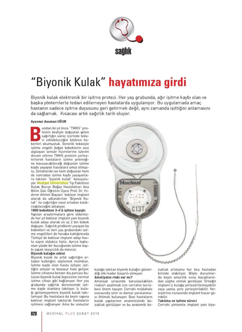 Biyonik Kulak hayatımıza girdi