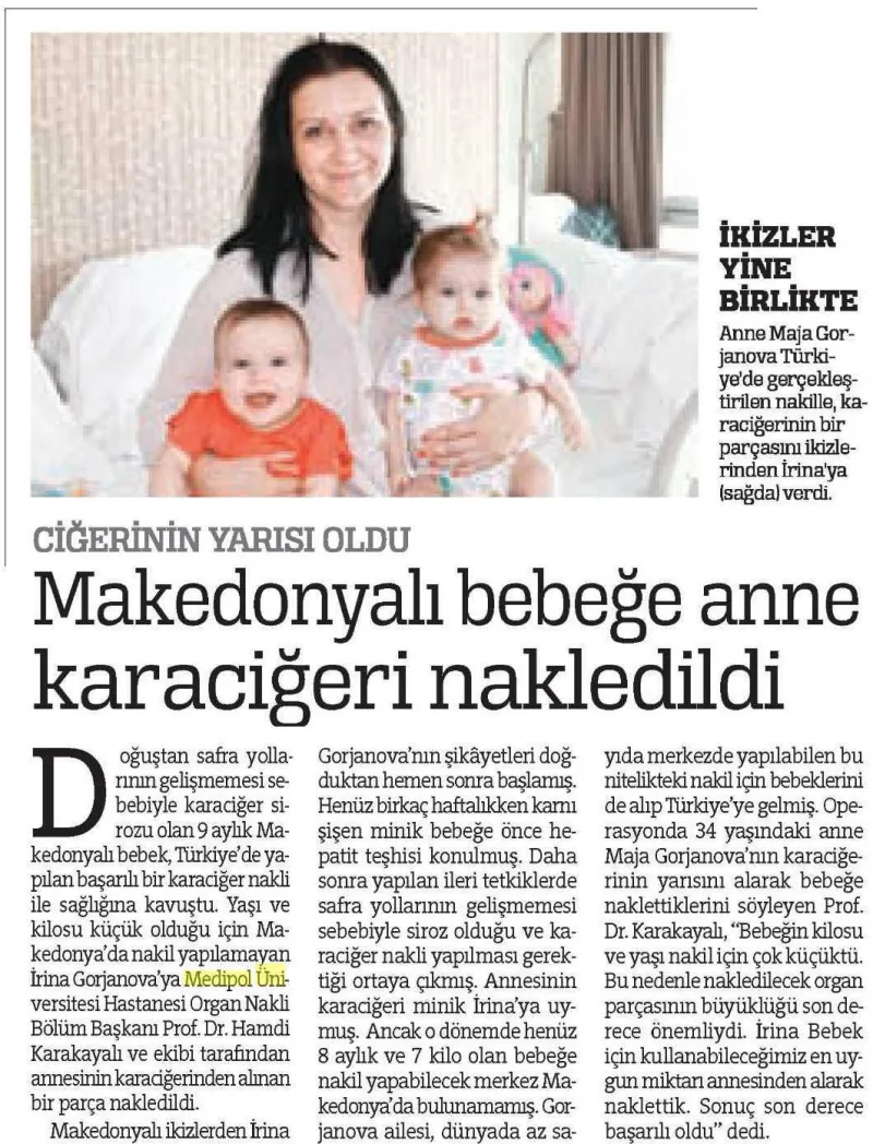 Makedonyalı bebeğe anne karaciğeri nakledildi