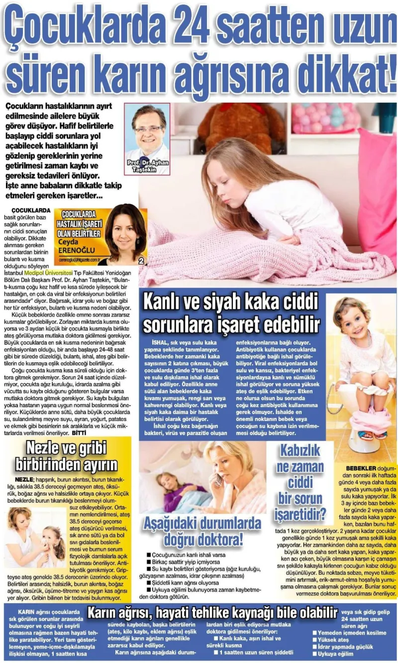 Çocuklarda 24 saatten uzun süren karın ağrısına dikkat!