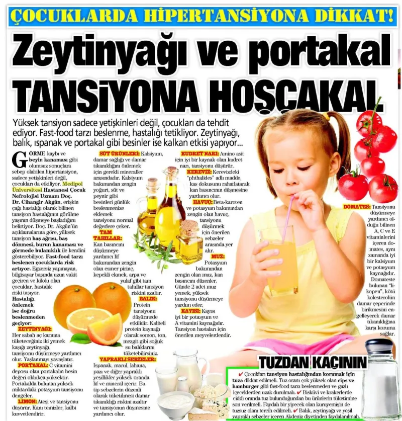Zeytinyağı ve portakal tansiyona hoşçakal