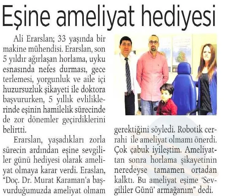 Eşine ameliyat hediyesi