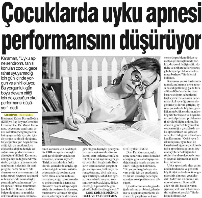Çocuklarda uyku apnesi okul performansını olumsuz etkiliyor